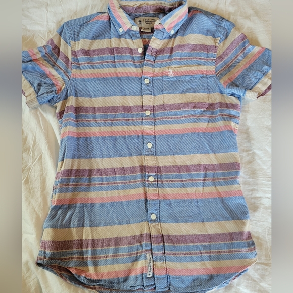 Original Pengiun Striped Short Sleeve Cotton Button Up Size Small - Picture 3 of 11